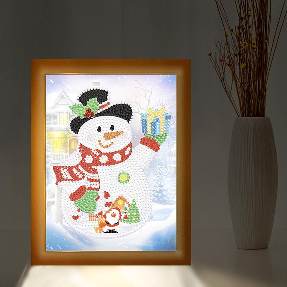 Special Shaped Diamond Painting Kit with Lights 17x22cm (Christmas Snowman #4)