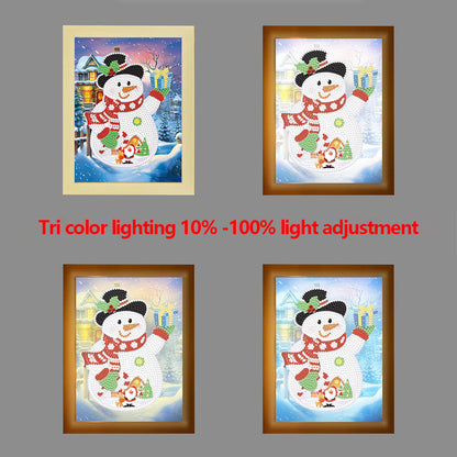 Special Shaped Diamond Painting Kit with Lights 17x22cm (Christmas Snowman #4)