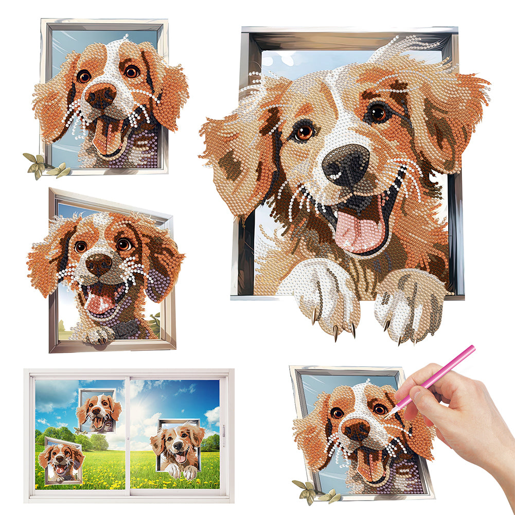 Diamond Painting Sticker Diamond Art Craft Mosaic Sticker for Kid Gift (Puppy)