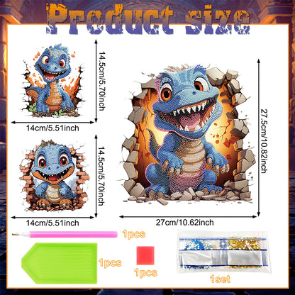 Diamond Painting Sticker Diamond Art Craft Mosaic Sticker for Kid Gift(Dinosaur)