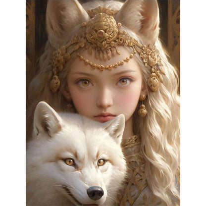 Wolf And Girl - 11CT Stamped Cross Stitch 50*65CM