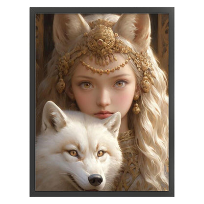 Wolf And Girl - 11CT Stamped Cross Stitch 50*65CM