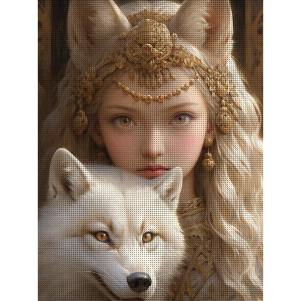 Wolf And Girl - 11CT Stamped Cross Stitch 50*65CM
