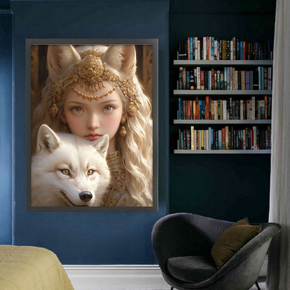 Wolf And Girl - 11CT Stamped Cross Stitch 50*65CM