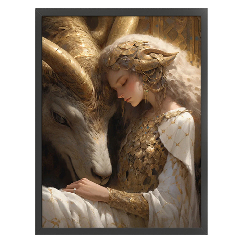 Goat And Girl - 11CT Stamped Cross Stitch 50*65CM