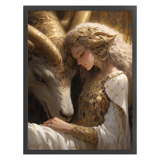 Goat And Girl - 11CT Stamped Cross Stitch 50*65CM