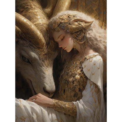 Goat And Girl - 11CT Stamped Cross Stitch 50*65CM