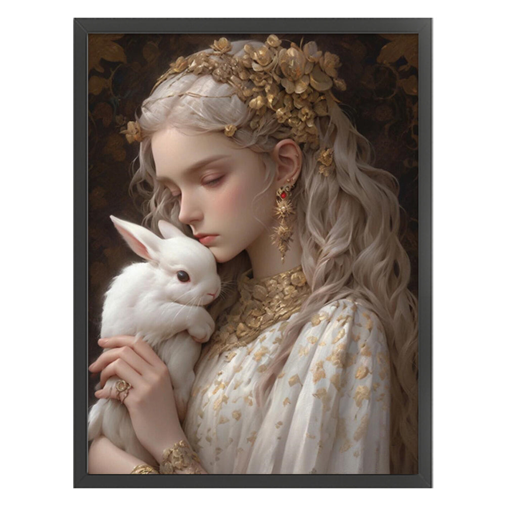 Rabbit And Girl - 11CT Stamped Cross Stitch 50*65CM
