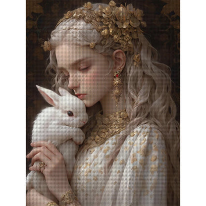 Rabbit And Girl - 11CT Stamped Cross Stitch 50*65CM