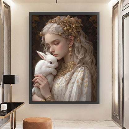Rabbit And Girl - 11CT Stamped Cross Stitch 50*65CM