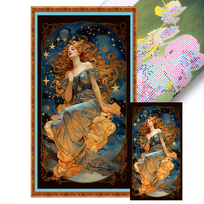 Starry Night Goddess - 11CT Stamped Cross Stitch 50*90CM