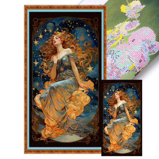 Starry Night Goddess - 11CT Stamped Cross Stitch 50*90CM