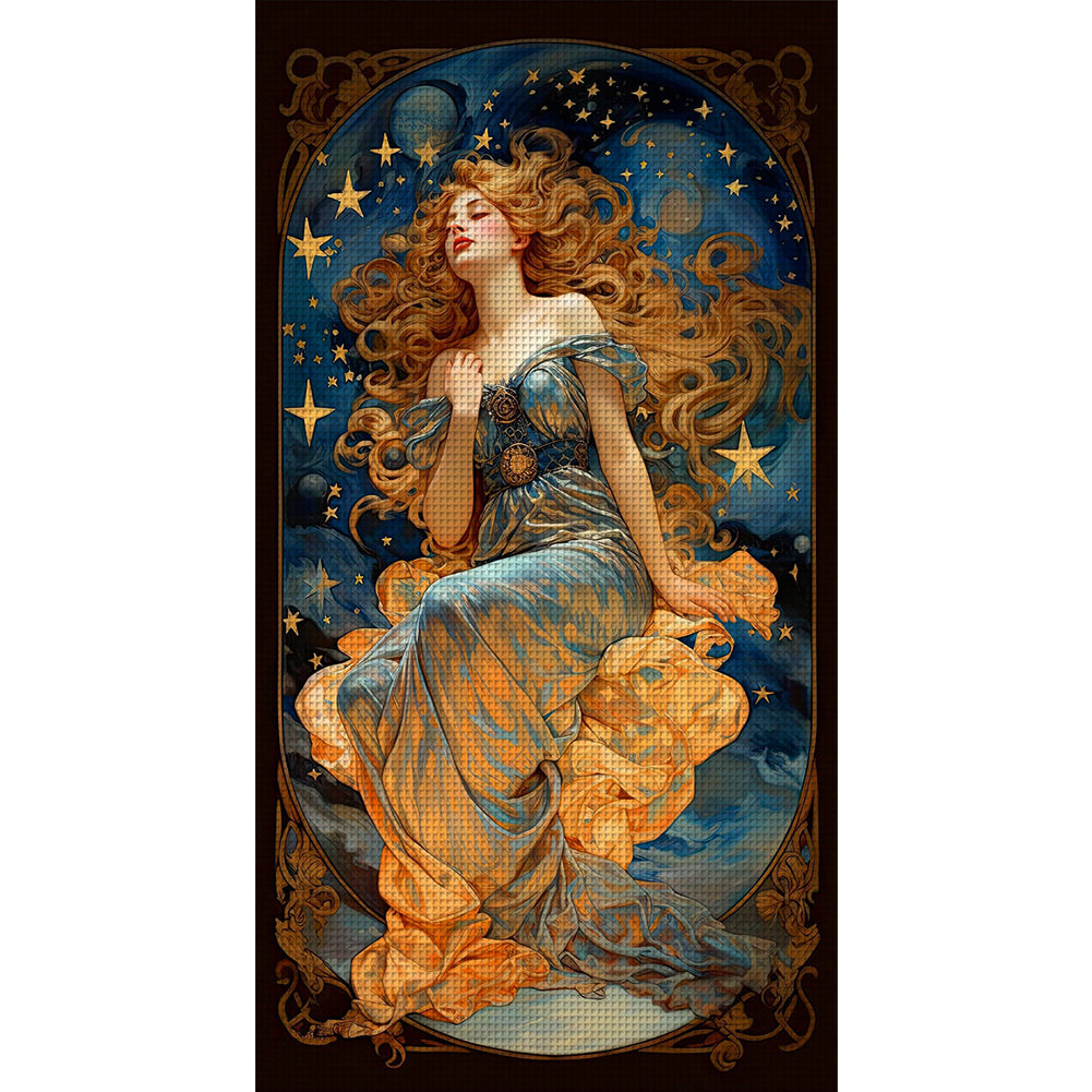 Starry Night Goddess - 11CT Stamped Cross Stitch 50*90CM