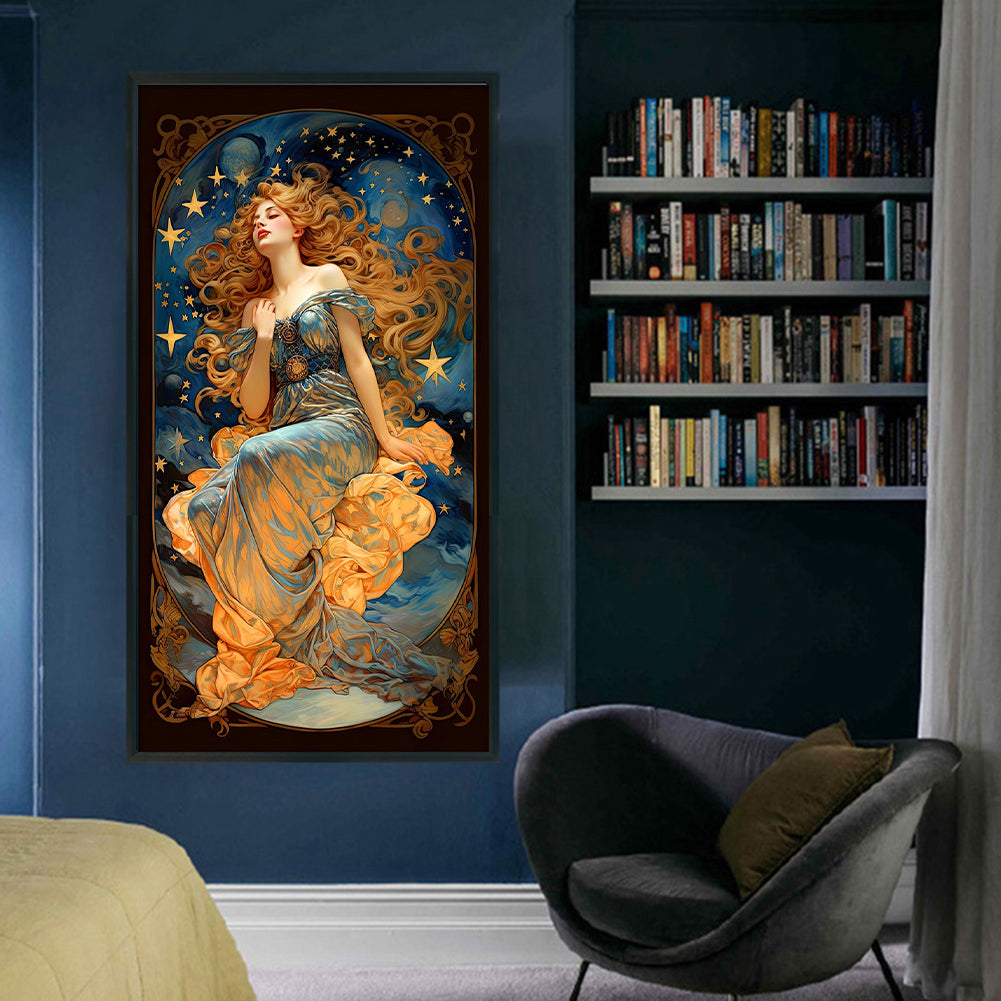 Starry Night Goddess - 11CT Stamped Cross Stitch 50*90CM