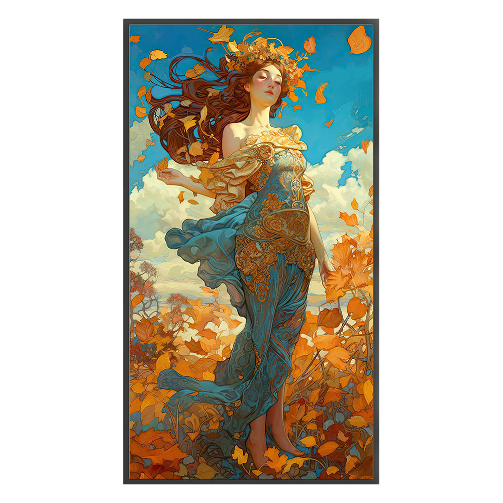 Autumn Leaf Goddess - 11CT Stamped Cross Stitch 50*90CM