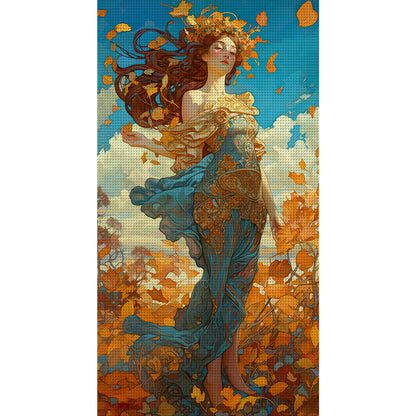 Autumn Leaf Goddess - 11CT Stamped Cross Stitch 50*90CM