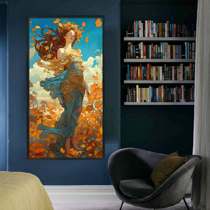 Autumn Leaf Goddess - 11CT Stamped Cross Stitch 50*90CM