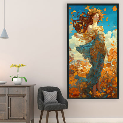 Autumn Leaf Goddess - 11CT Stamped Cross Stitch 50*90CM