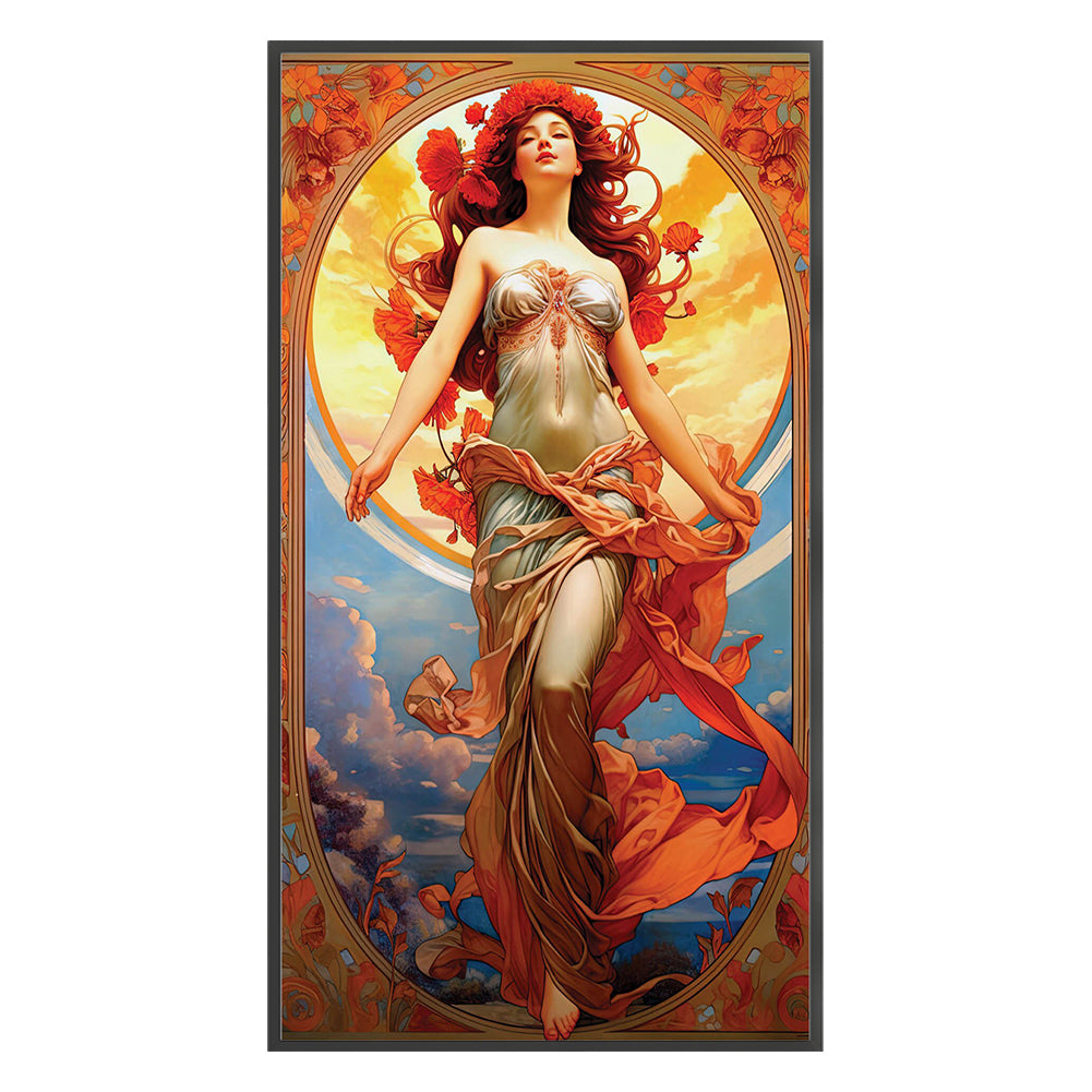 Sky Red Flower Goddess - 11CT Stamped Cross Stitch 50*90CM
