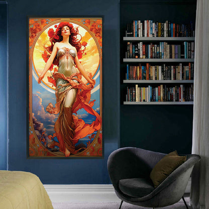 Sky Red Flower Goddess - 11CT Stamped Cross Stitch 50*90CM