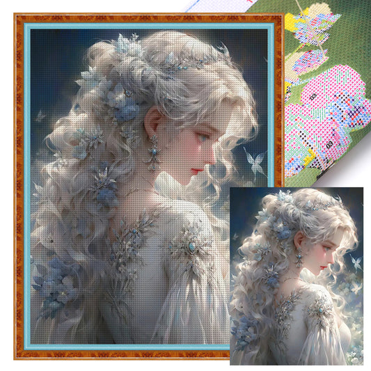 Silver-Haired Butterfly Girl - 11CT Stamped Cross Stitch 50*65CM