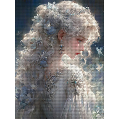 Silver-Haired Butterfly Girl - 11CT Stamped Cross Stitch 50*65CM