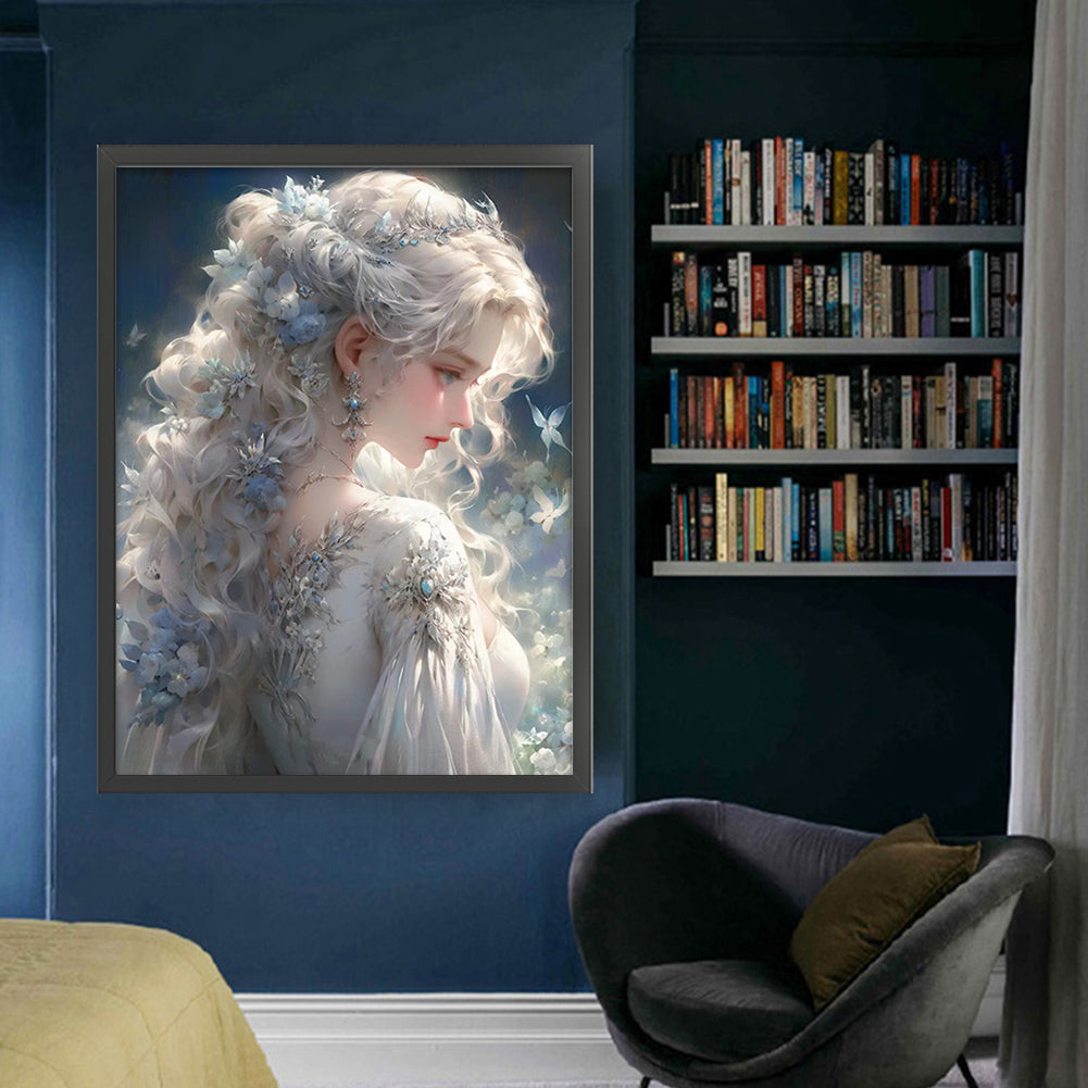 Silver-Haired Butterfly Girl - 11CT Stamped Cross Stitch 50*65CM