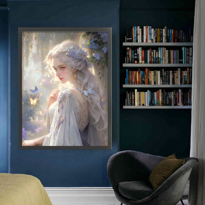 Silver-Haired Butterfly Girl - 11CT Stamped Cross Stitch 50*65CM