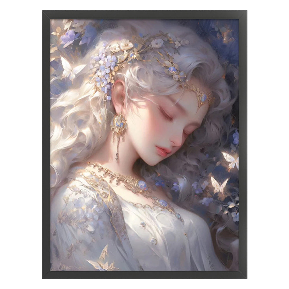 Silver-Haired Butterfly Girl - 11CT Stamped Cross Stitch 50*65CM