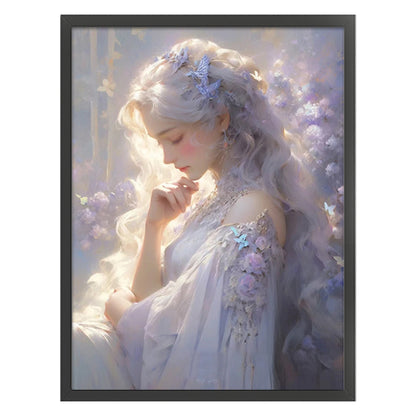 Silver-Haired Butterfly Girl - 11CT Stamped Cross Stitch 50*65CM