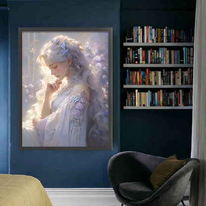 Silver-Haired Butterfly Girl - 11CT Stamped Cross Stitch 50*65CM