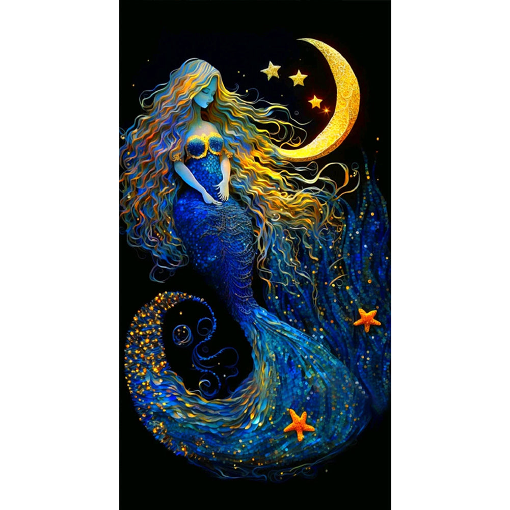 Moon Mermaid - 11CT Stamped Cross Stitch 50*93CM