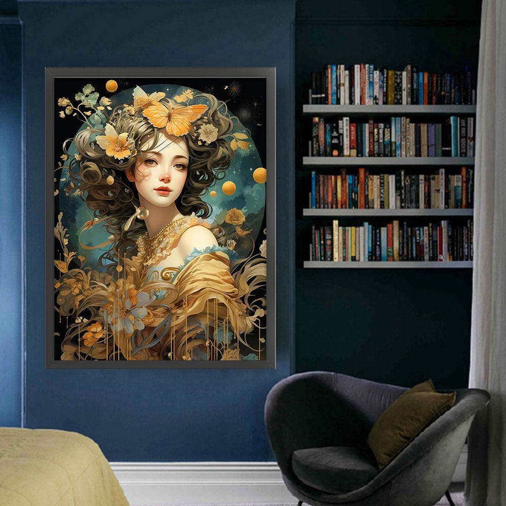 Flower Butterfly Girl - 11CT Stamped Cross Stitch 50*65CM