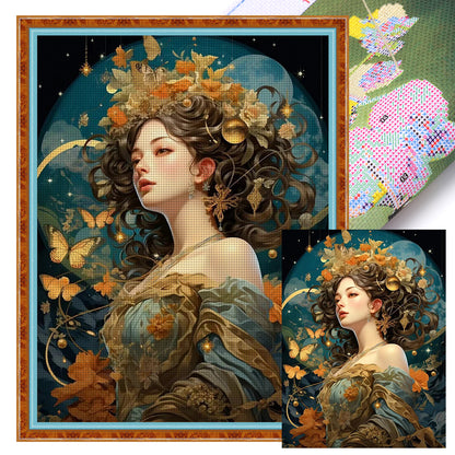 Flower Butterfly Girl - 11CT Stamped Cross Stitch 50*65CM