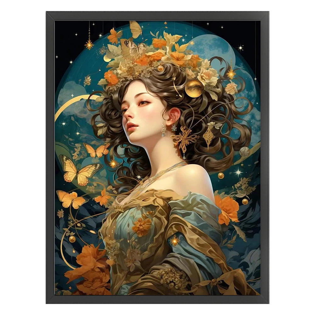 Flower Butterfly Girl - 11CT Stamped Cross Stitch 50*65CM