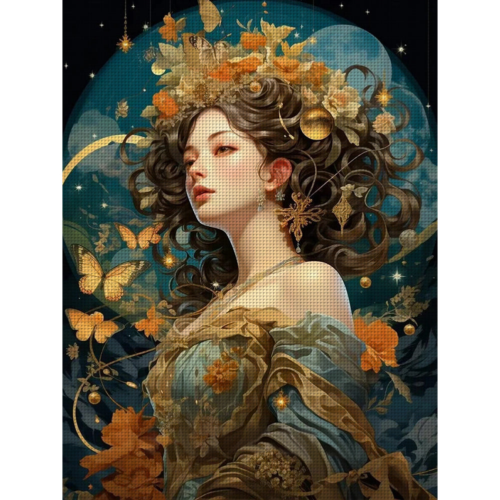 Flower Butterfly Girl - 11CT Stamped Cross Stitch 50*65CM