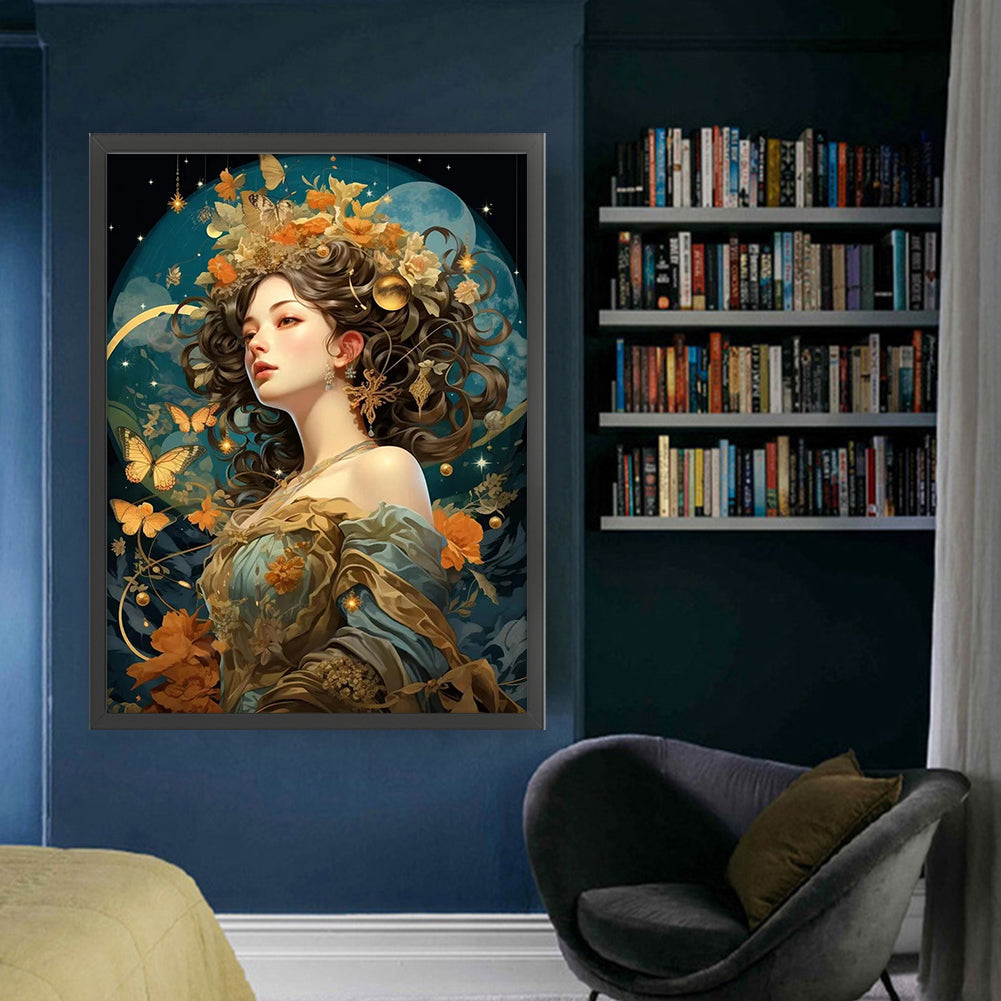 Flower Butterfly Girl - 11CT Stamped Cross Stitch 50*65CM