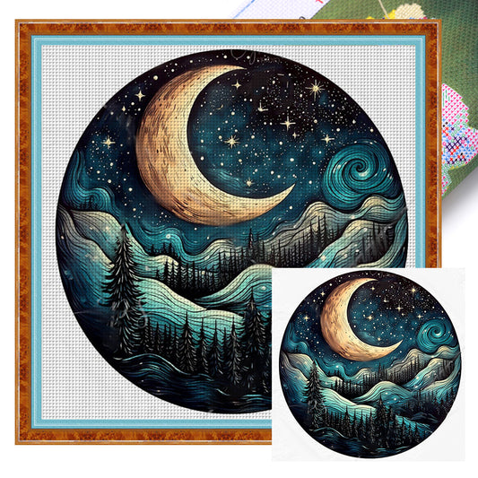 Forest Under The Moon - 11CT Stamped Cross Stitch 50*50CM