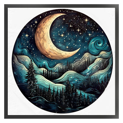 Forest Under The Moon - 11CT Stamped Cross Stitch 50*50CM