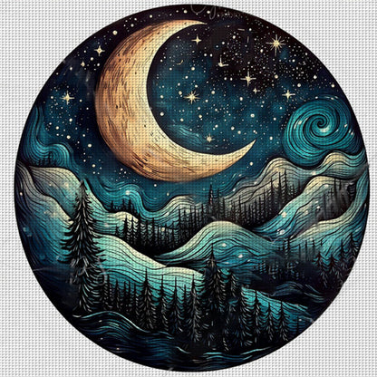 Forest Under The Moon - 11CT Stamped Cross Stitch 50*50CM