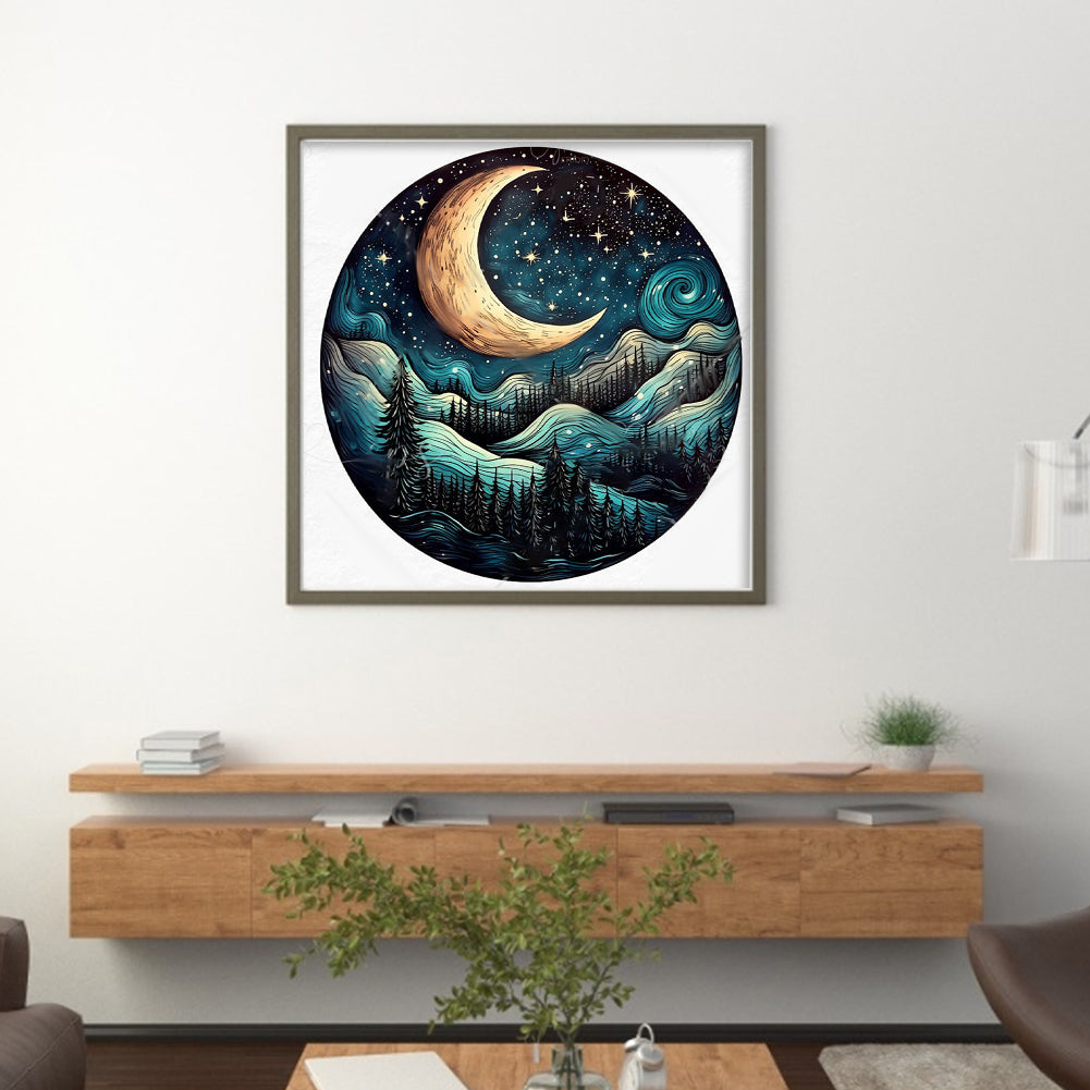 Forest Under The Moon - 11CT Stamped Cross Stitch 50*50CM