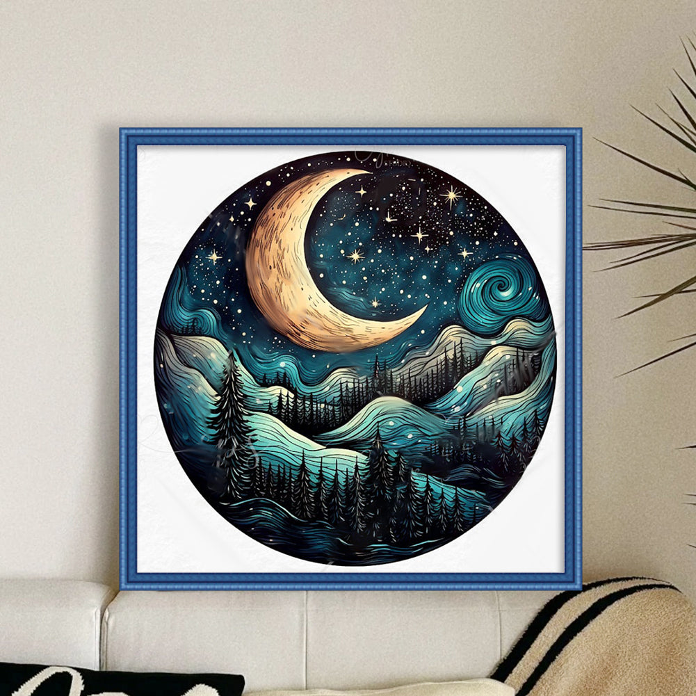 Forest Under The Moon - 11CT Stamped Cross Stitch 50*50CM