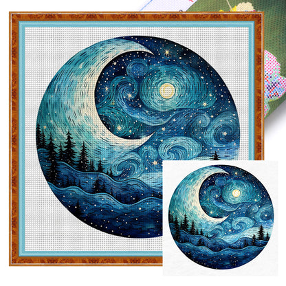 Forest Under The Moon - 11CT Stamped Cross Stitch 50*50CM