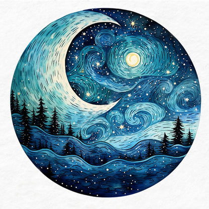 Forest Under The Moon - 11CT Stamped Cross Stitch 50*50CM