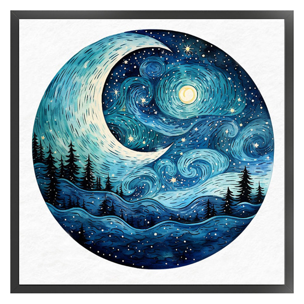 Forest Under The Moon - 11CT Stamped Cross Stitch 50*50CM