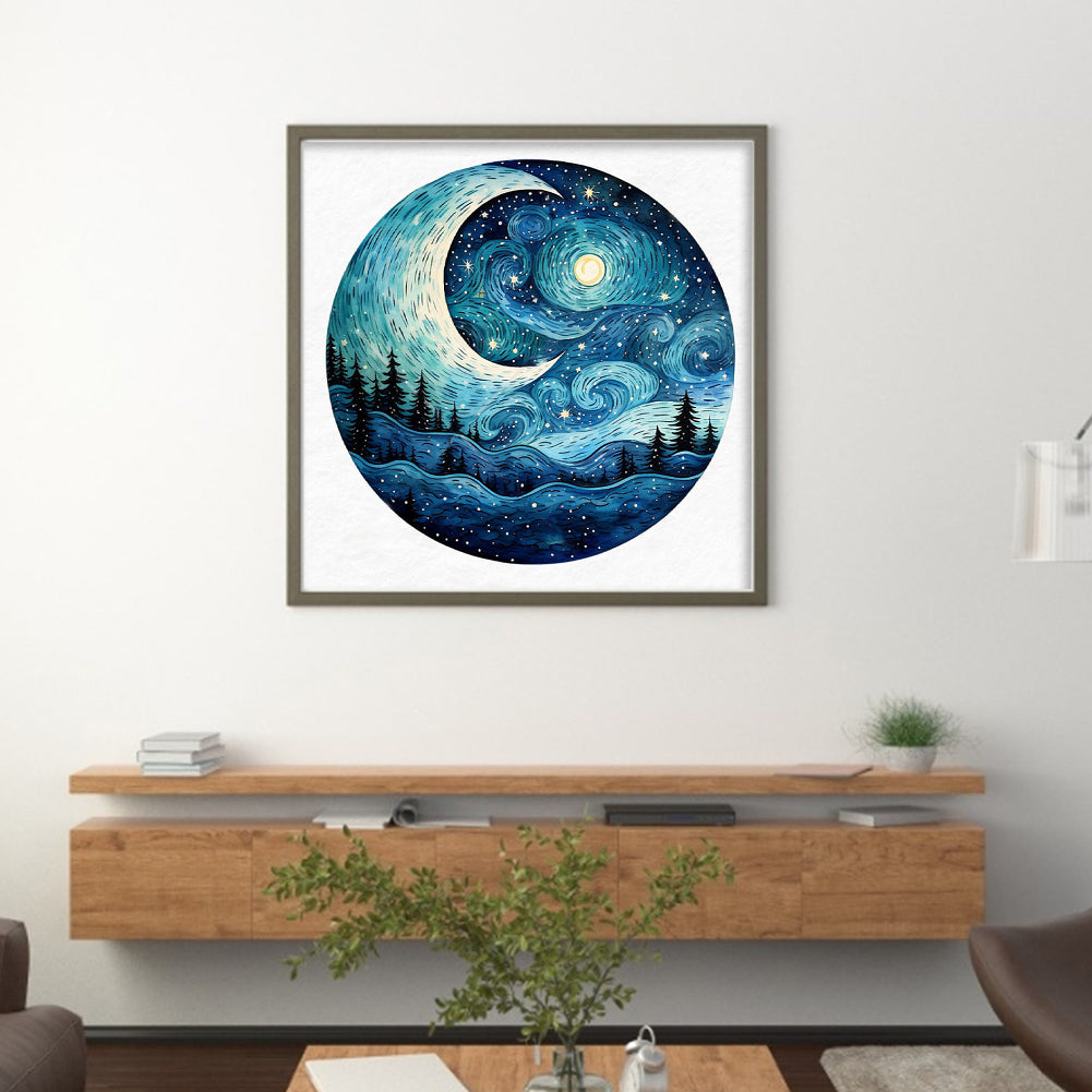 Forest Under The Moon - 11CT Stamped Cross Stitch 50*50CM