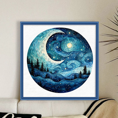 Forest Under The Moon - 11CT Stamped Cross Stitch 50*50CM