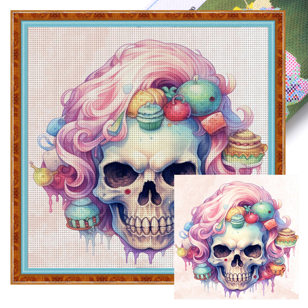 Dessert Skull - 11CT Stamped Cross Stitch 60*60CM