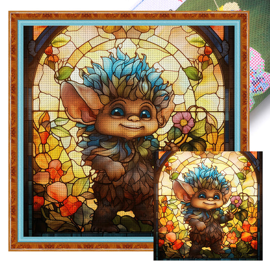 Glass Painting-Elf - 14CT Stamped Cross Stitch 40*40CM