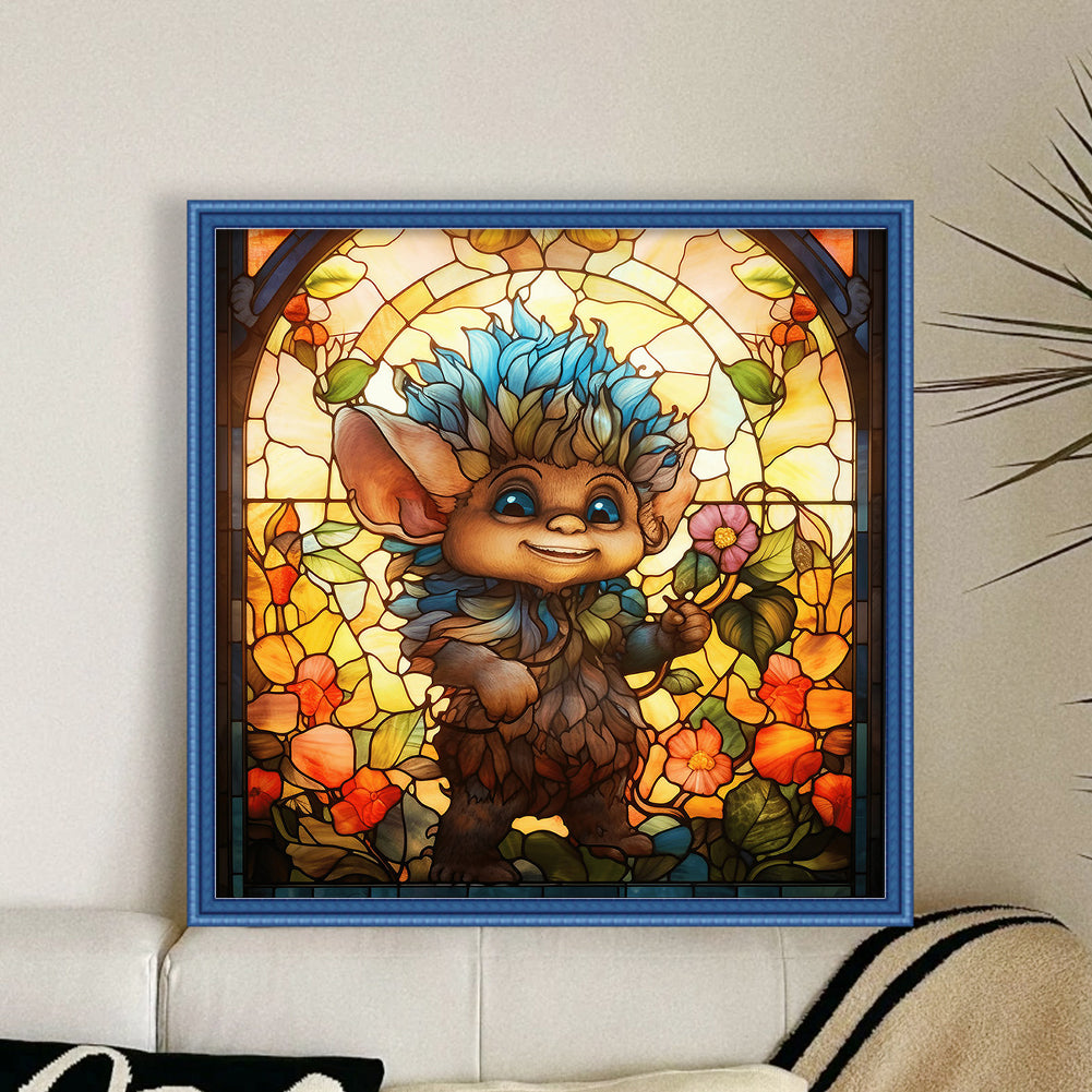 Glass Painting-Elf - 14CT Stamped Cross Stitch 40*40CM